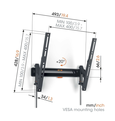COMFORT TVM 3415 schwarz Tilt Medium Wandhalterung