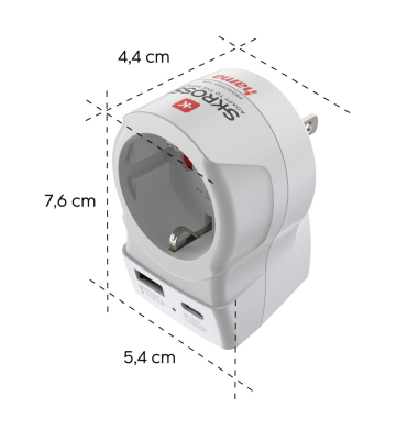 Reiseadapter, EU to US , USB-C (PD), 20 W