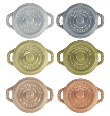 Mini Cocotte Set 6-tlg. rund, Keramik, mehrfarbig