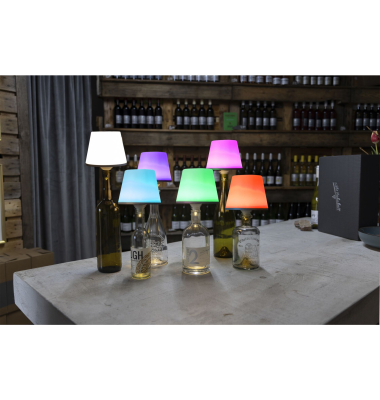 LED Flaschenleuchte mit Akku Lamprusco warmwei&szlig;&RGB