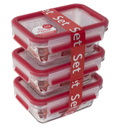 Clip&Close Glas Frischhaltedosen-Set 3-teilig
