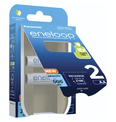 1x2 Panasonic Eneloop Mignon AA 2000mAh Ni-MH BK-3MCDE2BE