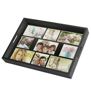 Photo Tray black 43x35 Holz Fototablett 9 Bilder W002