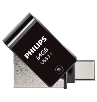 2 in 1 OTG 64GB USB 3.1 + USB C Midnight Black