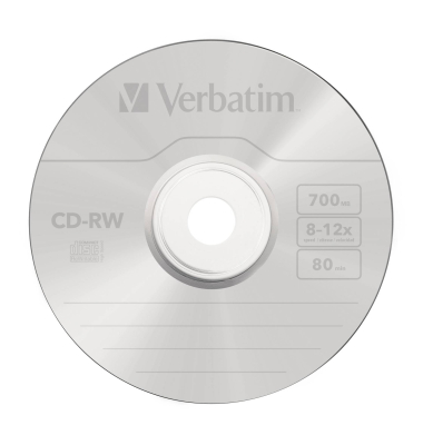 1x10 Verbatim CD-RW 80 700MB 10x Speed, Spindel