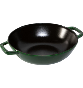Wok 30 cm mit Deckel Gusseisen, Basilikum-gr&uuml;n