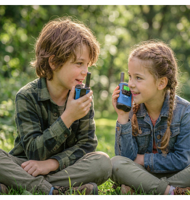 Walkie Talkie 2er Set f&uuml;r Kinder, 7 km Reichw., blauschw.