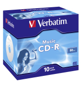 1x10 Verbatim CD-R 80 700MB Audio Color Live it Jewel Case