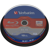 1x10 Verbatim BD-RE Blu-Ray 25GB 2x Speed, Cakebox