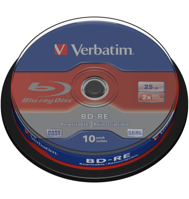 1x10 Verbatim BD-RE Blu-Ray 25GB 2x Speed, Cakebox