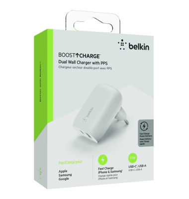 BOOST Charge 37W Duallad. USB-C 25W PD + USB-A WCB007vfWH
