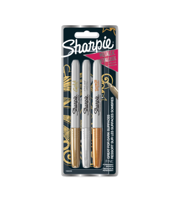1x3 Sharpie Metallic Marker F GoldSilberBronze