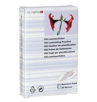 1x100 Olympia Laminierfolien Visitenkarten 80 micron 9169