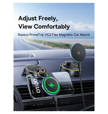 PrimeTrip VC2 Flex Pro Car Charger Mount Black