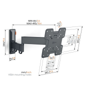 COMFORT TVM 3245 schwarz Full Motion+Small Wandhalterung