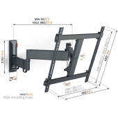 COMFORT TVM 3445 schwarz Full Motion+Medium Wandhalterung