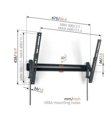 COMFORT TVM 3615 schwarz Tilt Large Wandhalterung schwarz