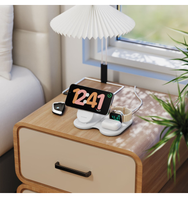 PackAway 3-in-1 Qi2 Wireless Charging Stand White