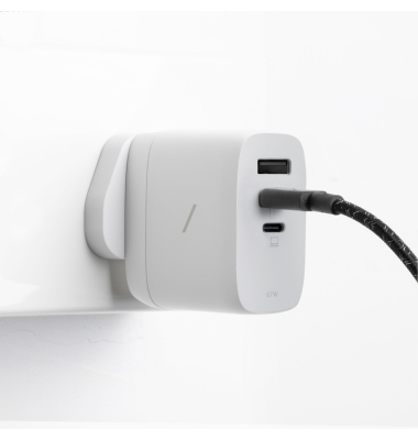 67W USB-C PD 3-Port Fast GaN Wall Charger White
