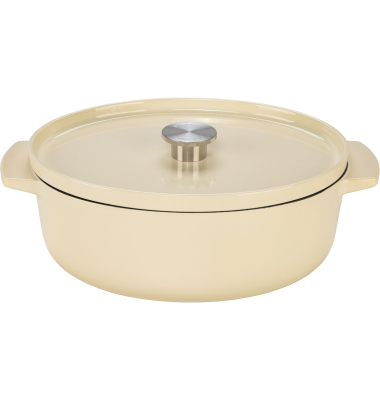 Br&auml;ter mit Deckel Gusseisen 30cm, oval, creme