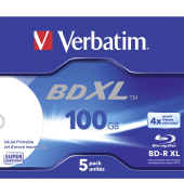 1x5 Verbatim BD-R Blu-Ray 100GB 4x Speed wide printable JC