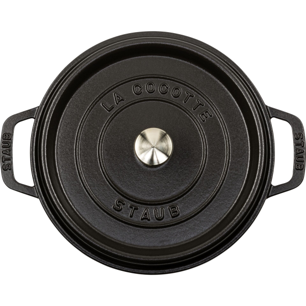 STAUB Cocotte, Gusseisen Bräter mit Deckel, 20 cm, 2,2 L, Rund, Alle Herdarten inkl Induktion, Made in France, Schwarz
