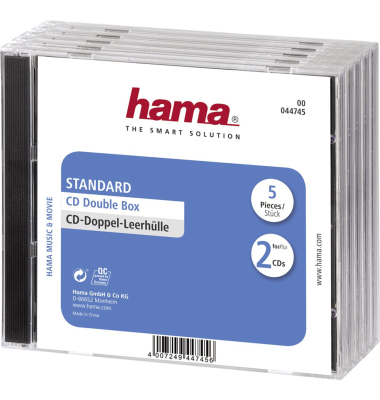1x5 Hama Doppel-CD Leerh&uuml;lle 44745