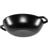 Wok 30 cm mit Deckel Gusseisen, schwarz