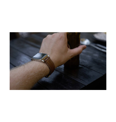 Strap Trad. Lthr. Brown Connect. Silver 42444549mm