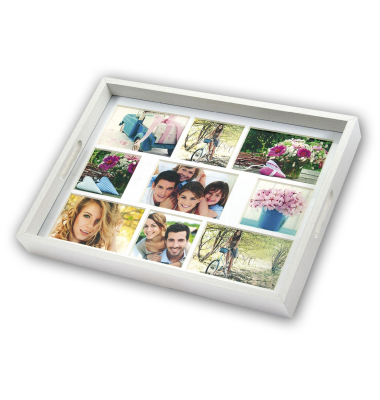 Photo Tray white 45x35 Holz Fototablett 9 Bilder W006