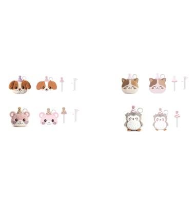 Display Pl&uuml;schanh&auml;nger mit Stift Animals