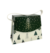 Geschenkbox Weihnachtlicher B&auml;ume wei&szlig;gr&uuml;n