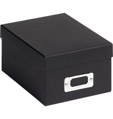 Fotobox FB-115-B, mit Deckel, au&szlig;en 22x17x11cm, Strukturpapier schwarz