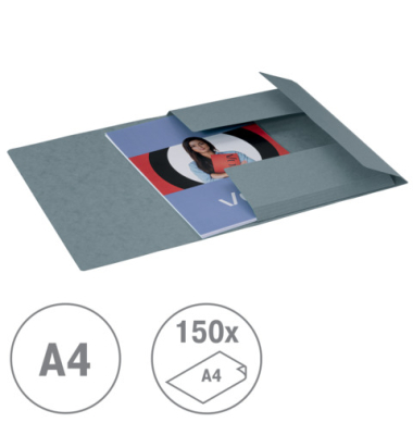 Dreifl&uuml;gelmappe Karton A4 grau