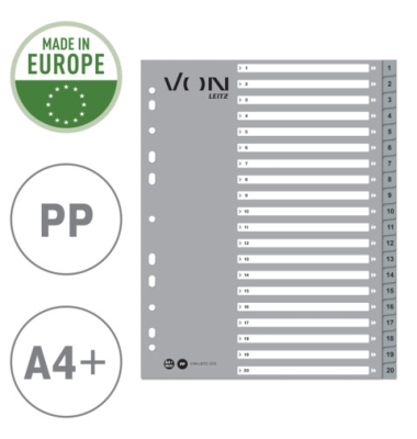 Register 1-20 PP A4 grau