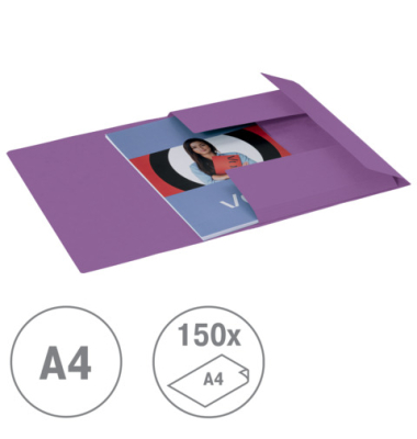 Dreifl&uuml;gelmappe Karton A4 violett