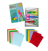 Bastelschere 3ST + 20 BL farbiges Papier