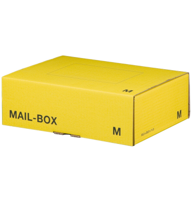 Versandkarton Mail-Box M 821497226920 gelb, bis DIN A4+, innen 330x235x103mm, Pappe