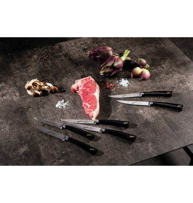 Elegance Glossy Black Steak Set 6-tlg.