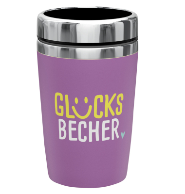 Thermobecher Happy Greetings violett
