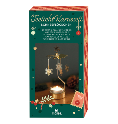 Teelicht-Karussell Schneeflöckchen Gold