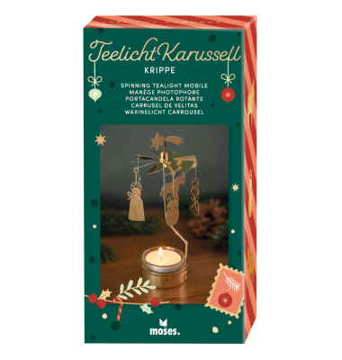 Teelicht-Karussell Krippe Gold