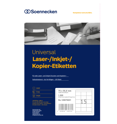 Etiketten 0031, wei&szlig;, 70x50,8mm (BxH)