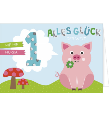 Geburtstagskarte Kinder Zahl 1