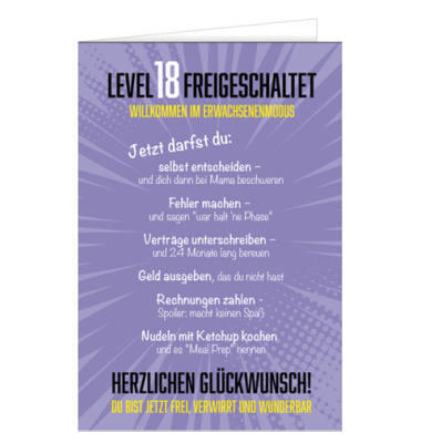 Geburtstagskarte Vollj&auml;hrigkeit 18