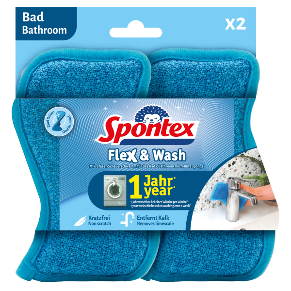 Spontex Mikrofaserschwamm Flex & Wash 2St