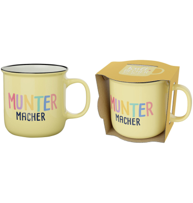 Kaffeebecher Happy Greetings gelb