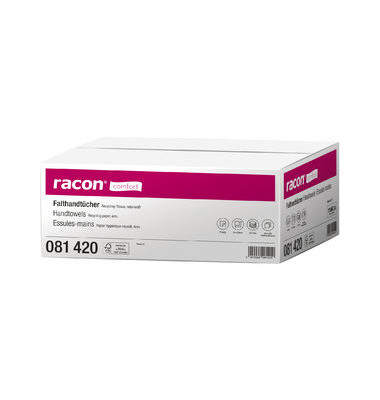 Falthandt&uuml;cher Racon Comfort 081420, 24x32cm, 2-lagig, Zickzack (V-Falz), natur, Recyclingpapier