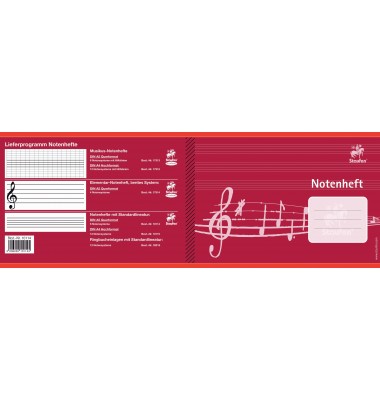 Notenheft 734010114 Premium, Lineatur 14 / Notenlinien, A5 quer, 90g, weinrot, 8 Blatt / 16 Seiten