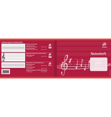 Notenheft 734010114 Premium, Lineatur 14 / Notenlinien, A5 quer, 90g, weinrot, 8 Blatt / 16 Seiten